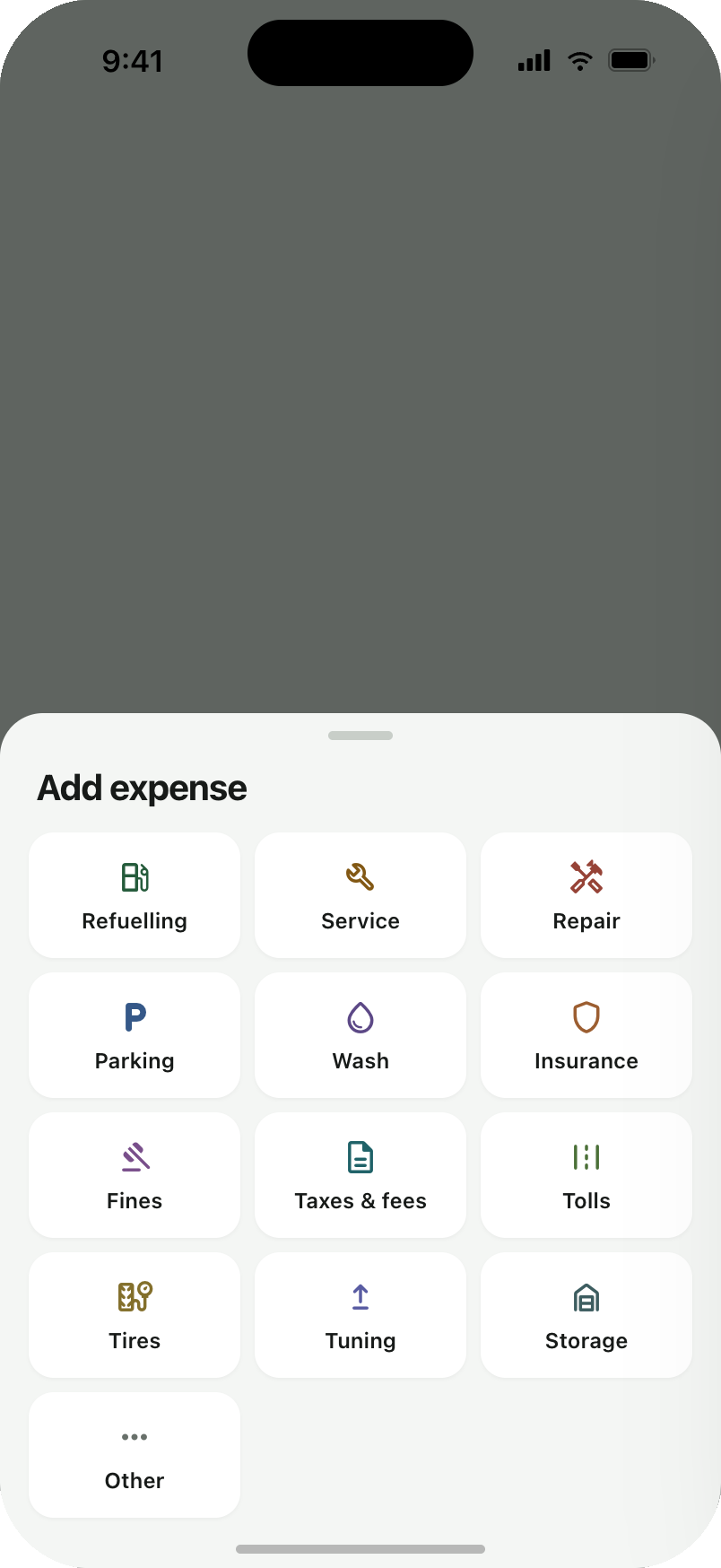 CarVault expense category picker